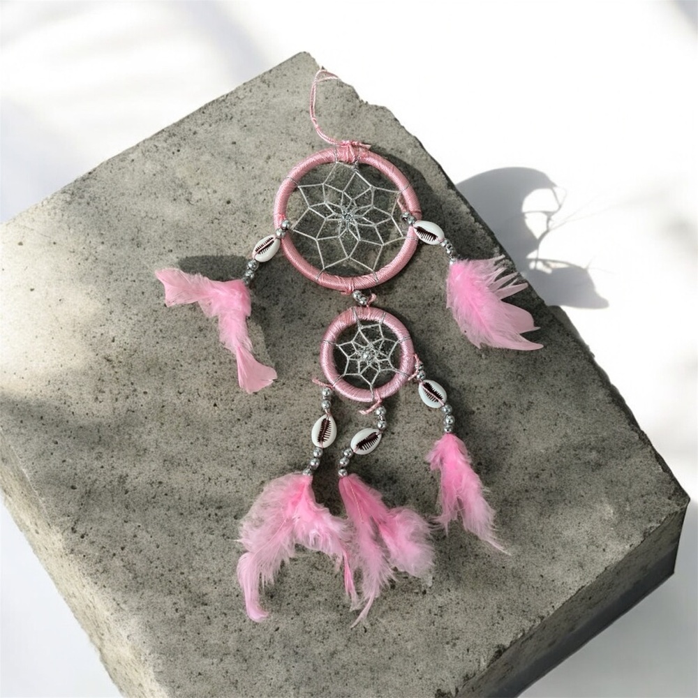 Pink Dreamcatcher with Feathers